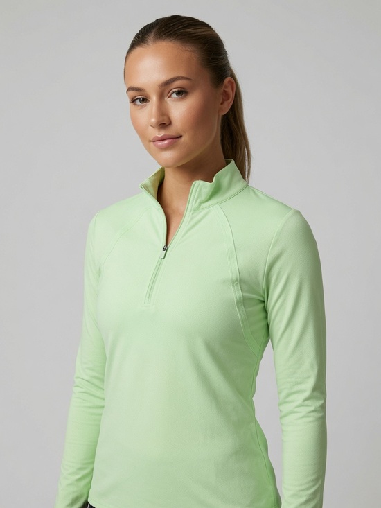 Tail Tops - Womens Tail Golf Long Sleeve Shirt Light Green 1/4 Zipper Small S